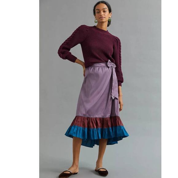New Anthropologie Sachin & Babi Colorblocked Maxi Skirt $148 SIZE 0 Purple/Blue - Picture 2 of 4